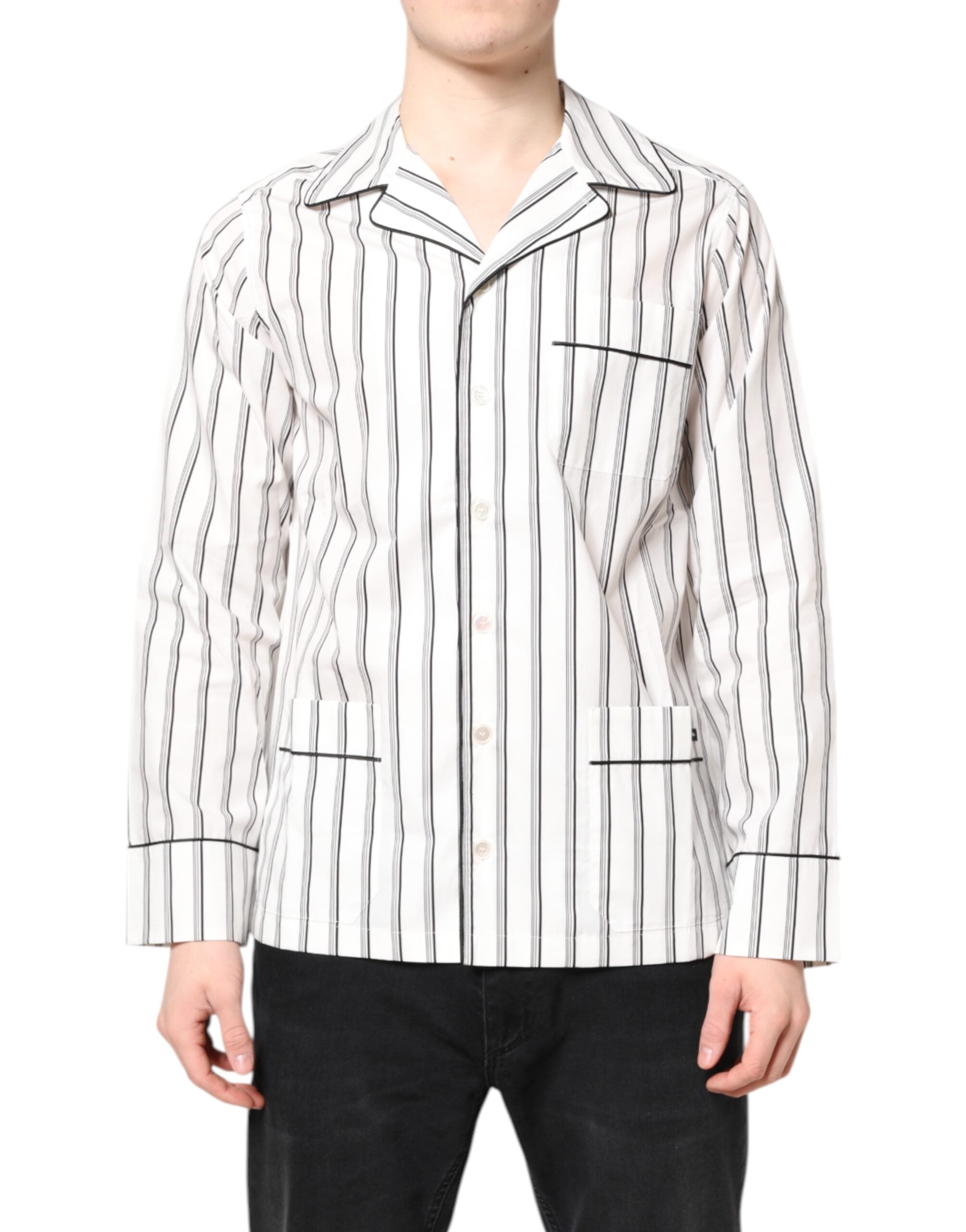 Dolce & Gabbana white striped lounge pajama shirt